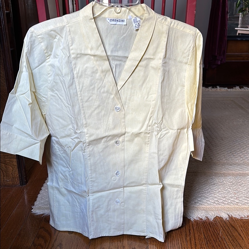 Vintage Cream Button Down Shirt with Textured Fabric